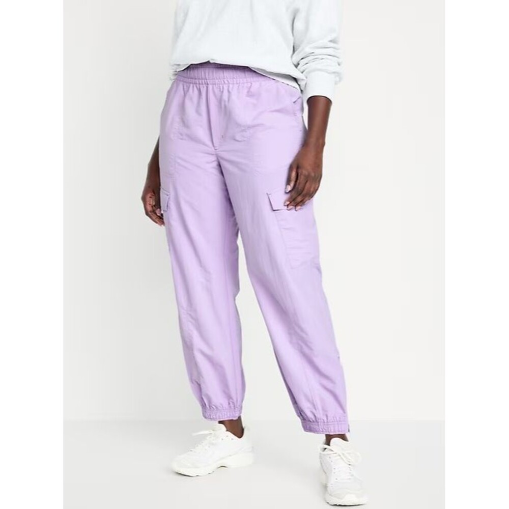 Old Navy Ankle-Zip Cargo Joggers Womens L Lavender Quick Dry Nylon NEW - Picture 1 of 9